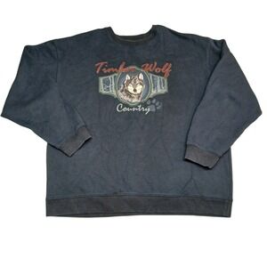 Croft & Barrow Timber Wolf Country Sweatshirt Mens Large Graphic Fleece Blue